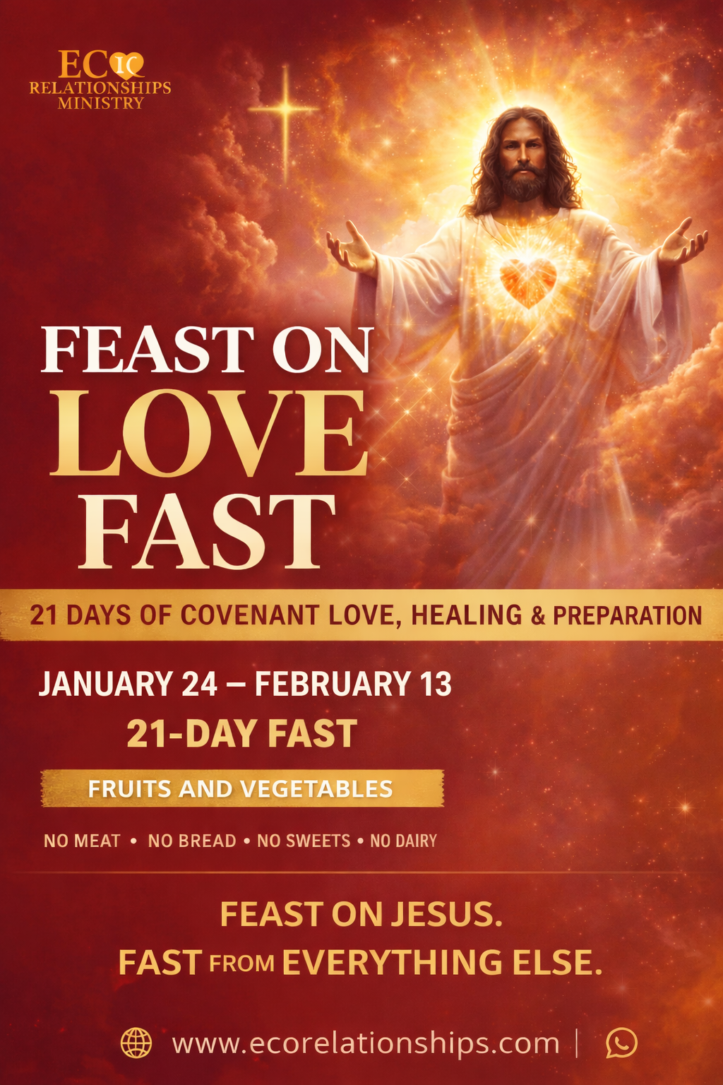 Feast On Love Fast, 21 Days of Covenant Love, Healing & Preparation, January 24 to February 13